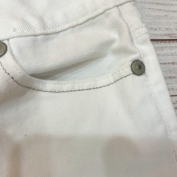 Women's Guess Sexy Straight Leg White Jeans with Silver Bling Pockets - Picture 7 of 7